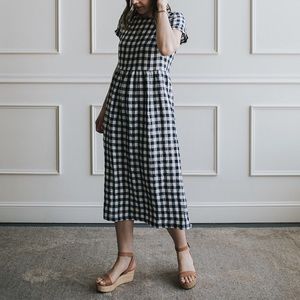 Pyne & Smith Plum and White Gingham Sack Dress